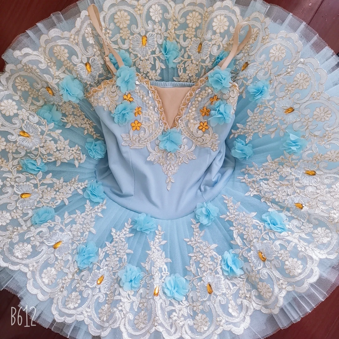 Adult Kids Classic Professional Ballet Tutu Swan Lake Pancake Tutu Ballerina Party Dance Costumes Ballet Dress Sky Blue