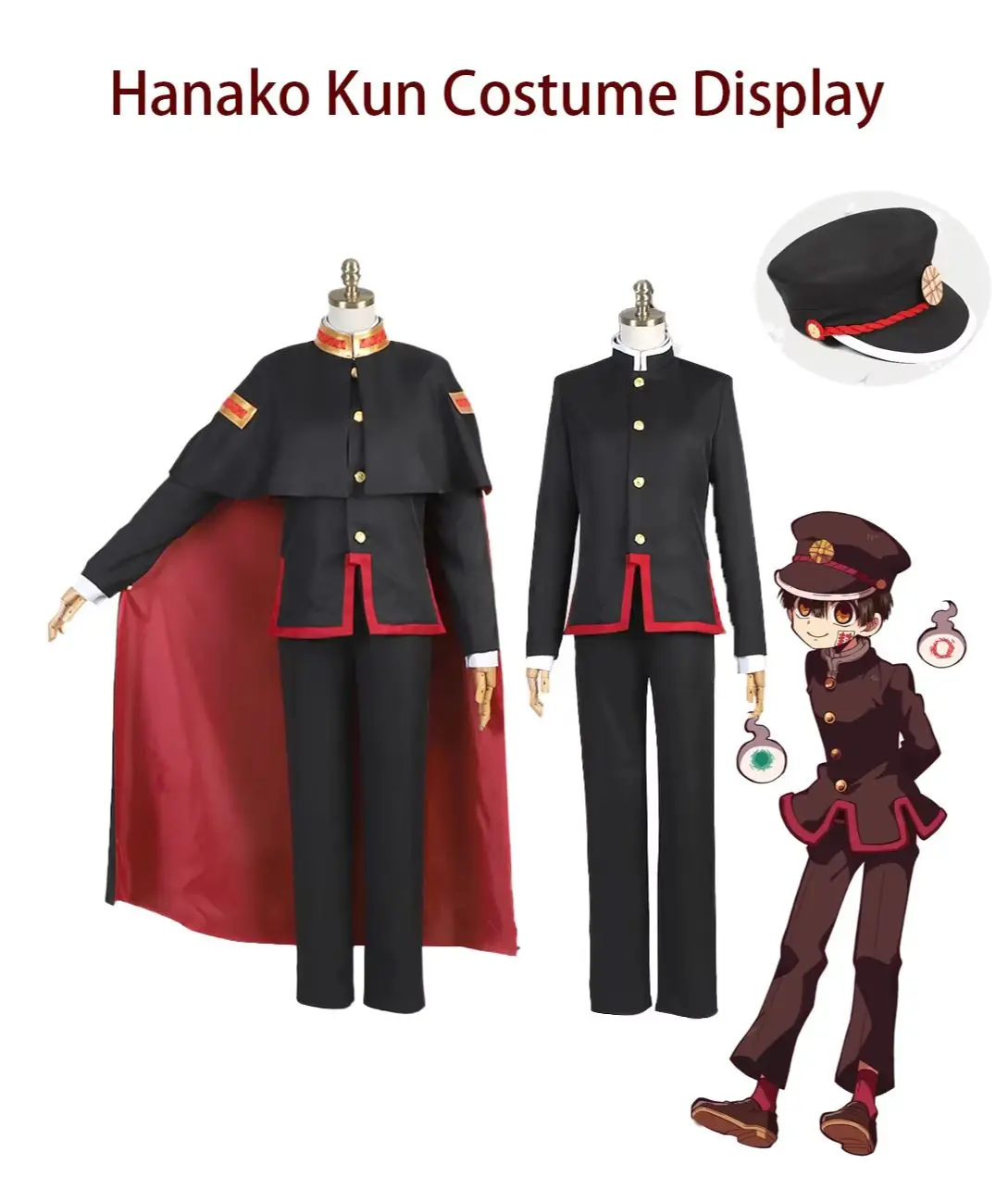 costume-de-cosplay-jibaku-shounen-hanako-kun-yugi-amane-uniforme-de-carnaval-d'halloween-cape-et-chapeau-assortis-disponibles