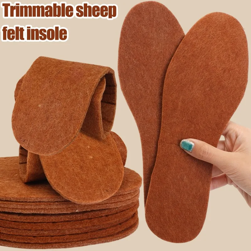 Solette in feltro di lana di cammello premium Inserti termici per piedi per cuscini traspiranti per la stagione fredda per mantenere i piedi caldi e spessi