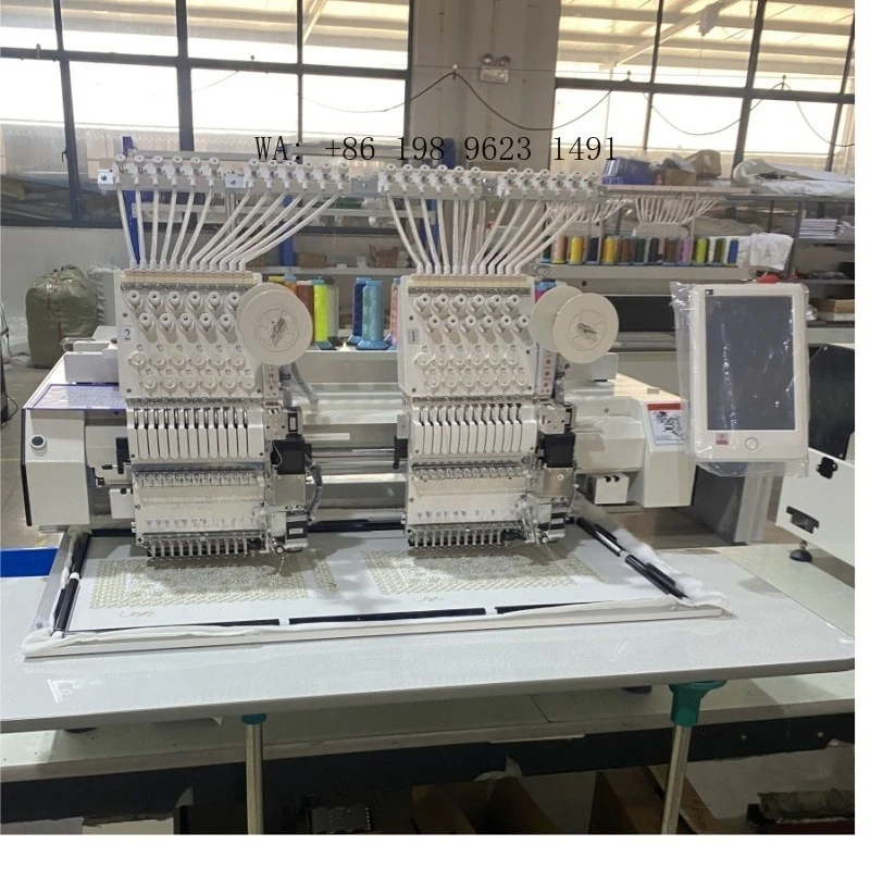 Single Head 15 Needles Embroidery  High Speed Flat T-shirt Hat Garment Sewing Equipment