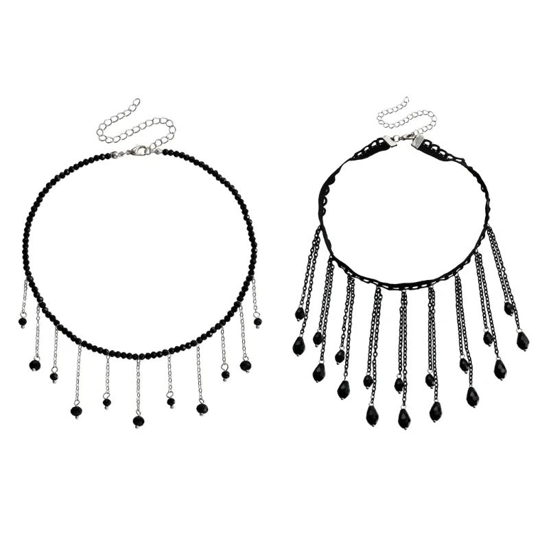 Flowing Fringe Clavicle Chains Water Drop Necklace Long Tassels Pendant Choker