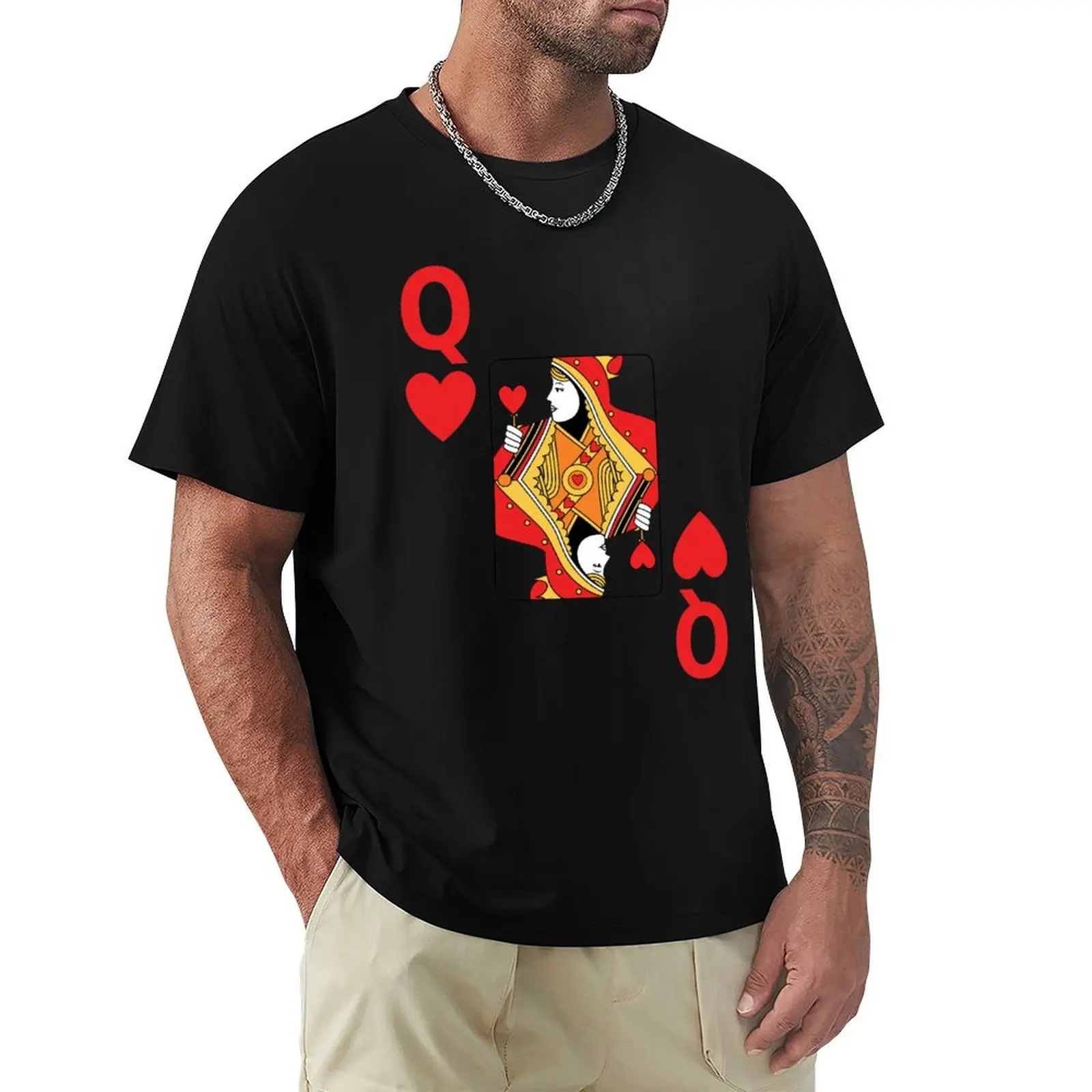 

Queen of Hearts Poker playing card halloween T-Shirt vintage clothes new edition men clothes