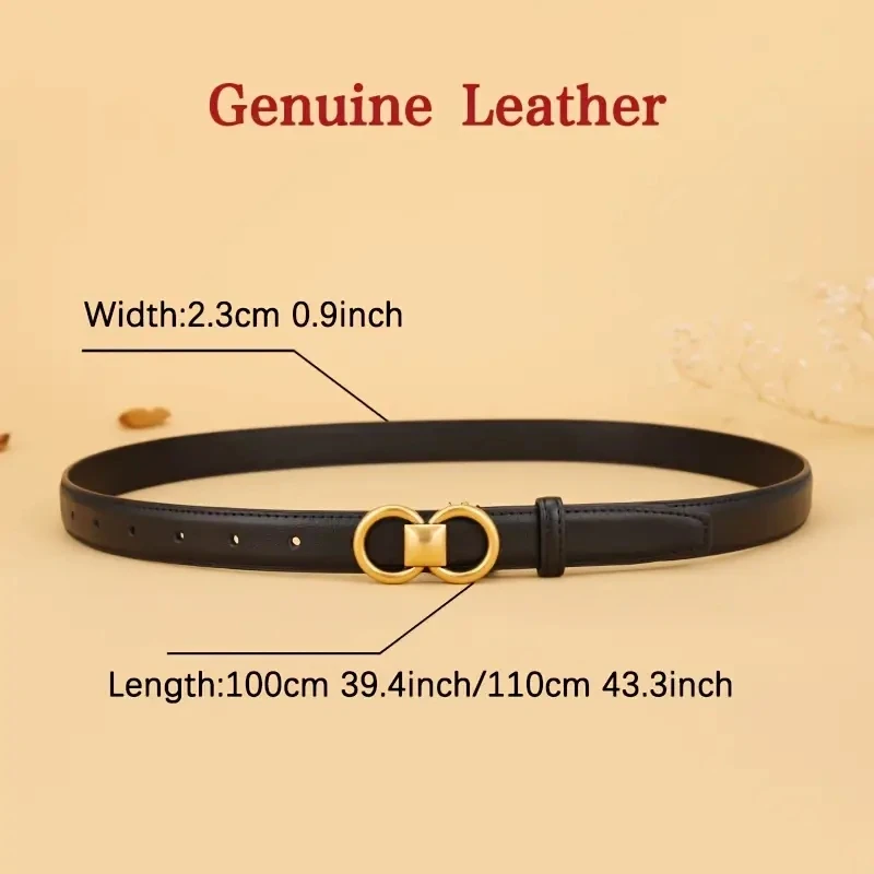 Genuine Cowhide Leather Belt for women New Versatile Decorative Suit Belt Fashionable Black Trendy Jeans Belts women