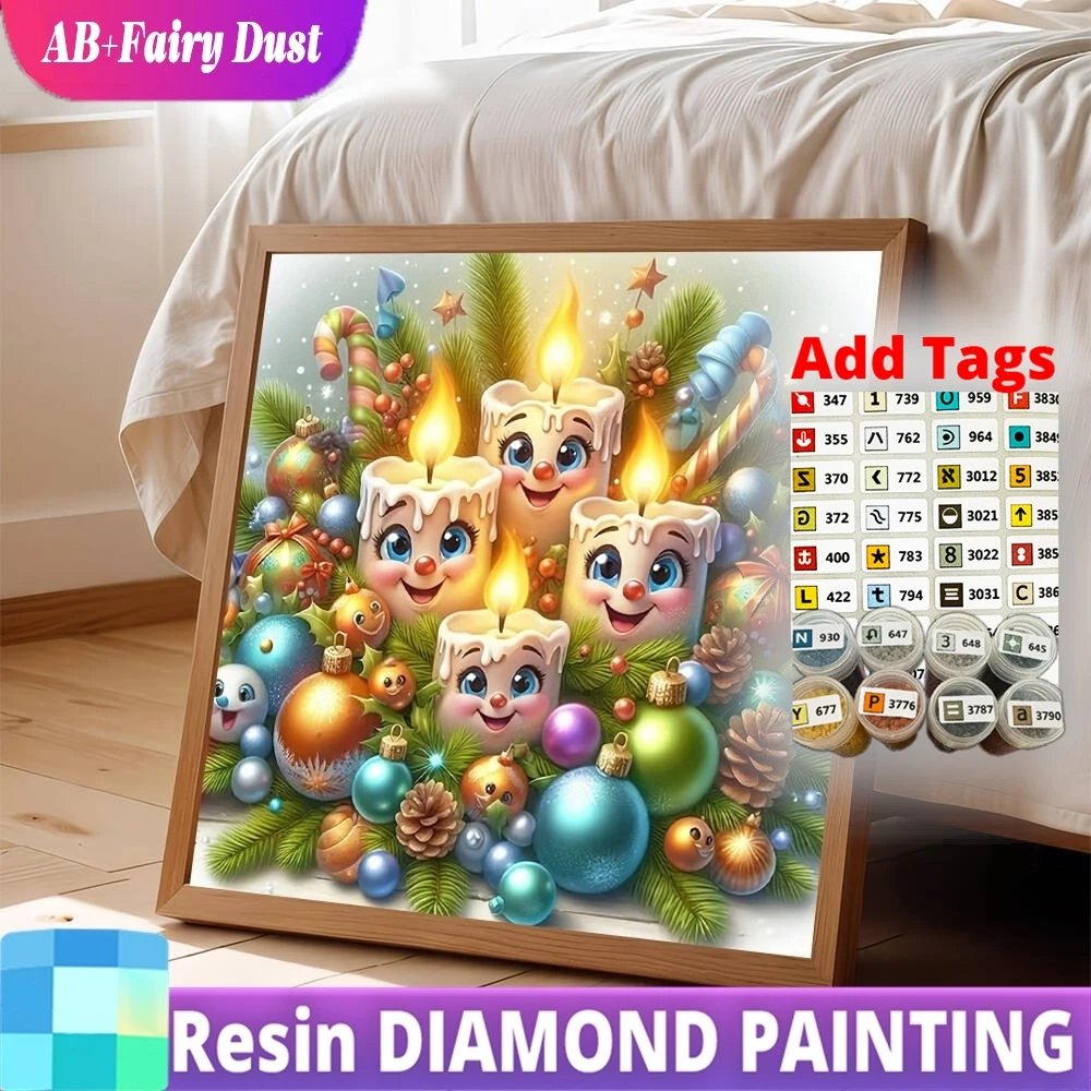 

Смола Фея Пыль AB DIY 5D Алмазная картина Свеча Вышивка Рождественский шар Полная дрель Мозаика Мультяшные поделки и товары для рукоделия H