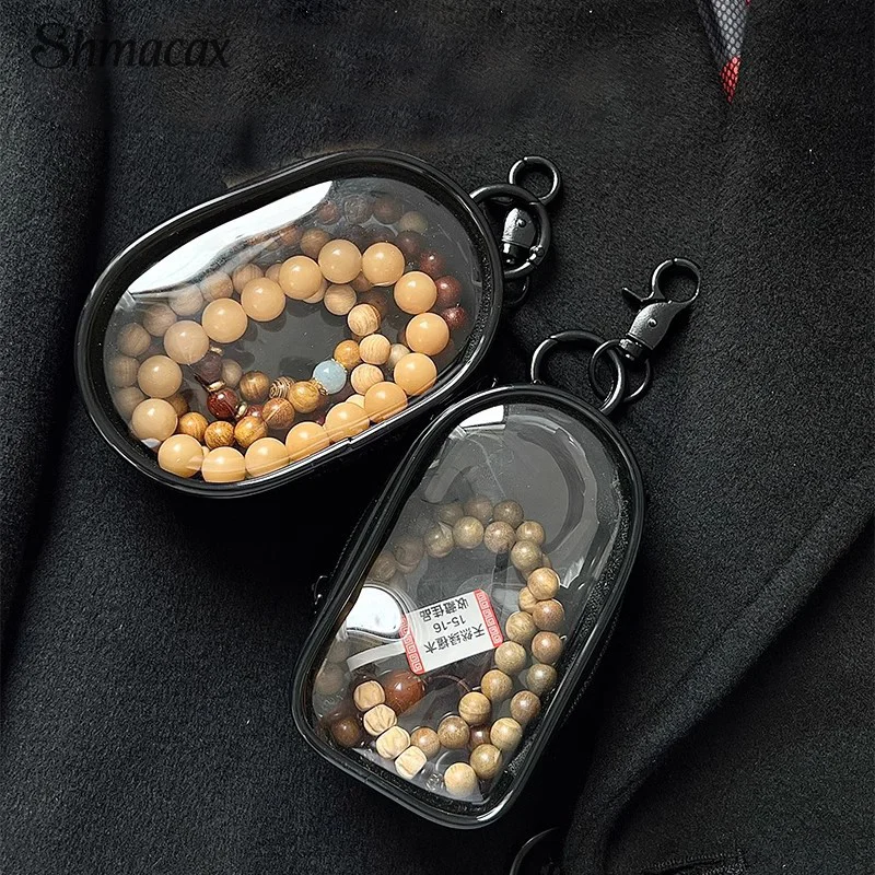 1Pc Jewelry Organizer Transparent Storage Box Pouch Mystery Box Plastic Box Cute Doll Bag With Keychain Dustproof Case