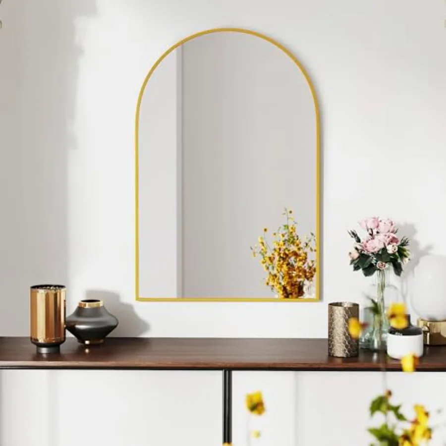 

30x20 Arch Mirror Rectangle Wall Mounted Hanging or Against Wall Metal Aluminum Alloy Frame Mirrors for Entryway Bedroom Bathro