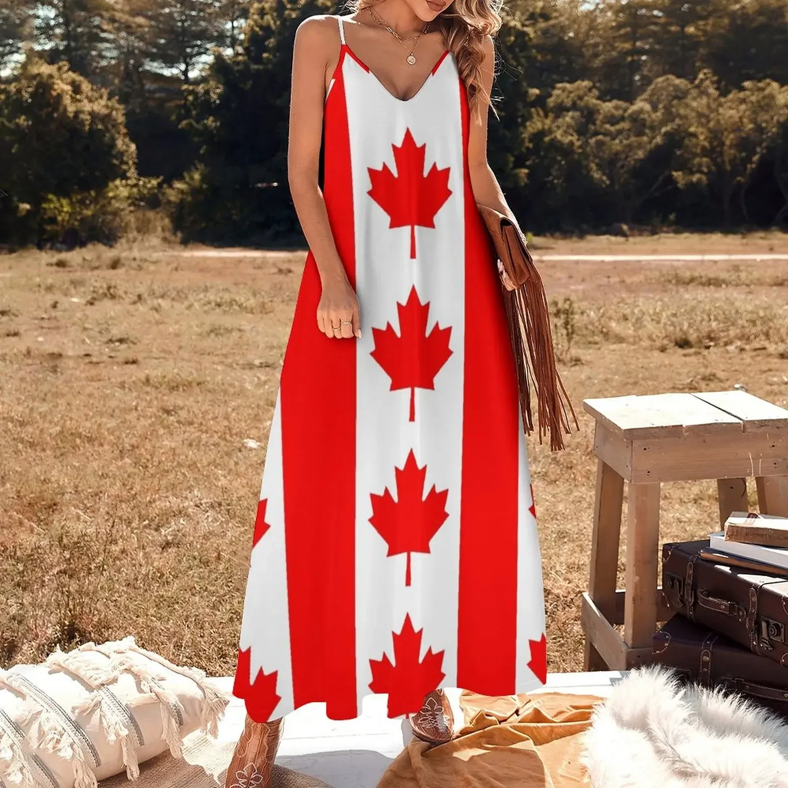 Canadian Flag Sleeveless Dress Aesthetic clothing elegant women's dresses sale elegant women's dresses for wedding Dress