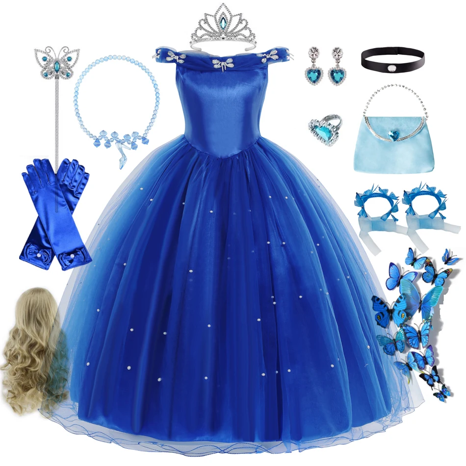 Girls Cinderella Dress Christmas Halloween Party Princess Costumes Kids Birthday Gown dresses