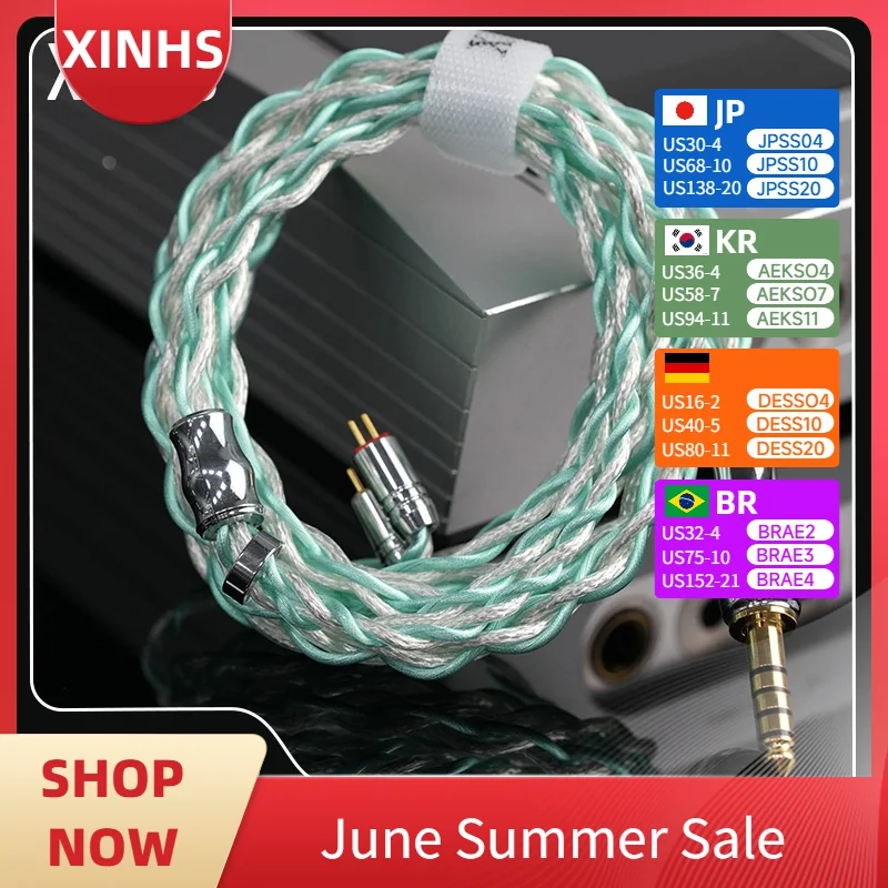 

XINHS 4-Core Single Crystal Copper Silver Cable HiFi Audio Cable 0.78mm MMCX QDC Suitable for Kinera Celest Wyvern ivipQ V12 IEM