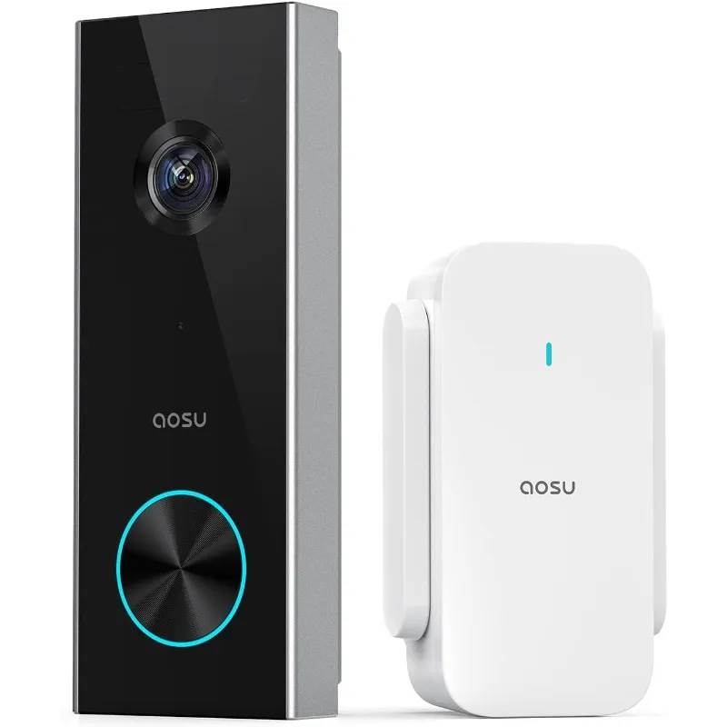 Battery-Powered Video Doorbell with Chime, 2K Resolution, No Monthly Fees, 166° Ultra Wide Angle, 180-Day Battery Life