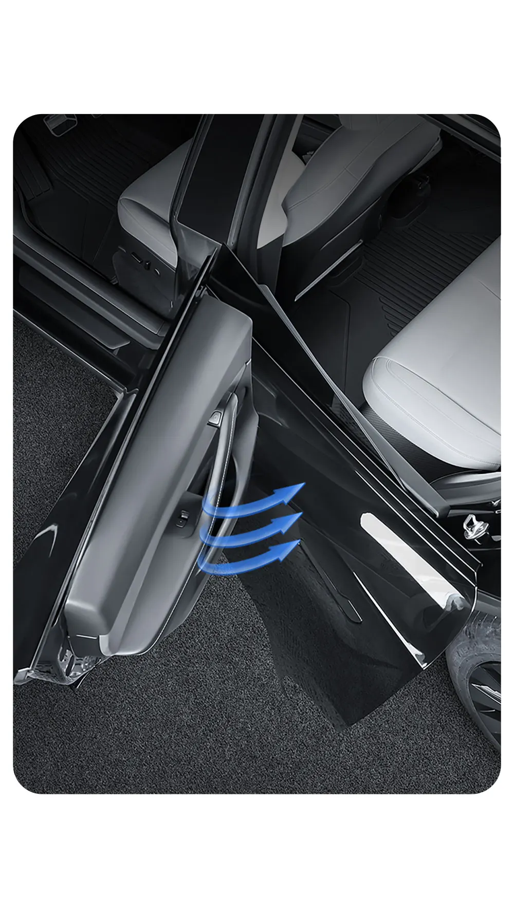 YZ für Tesla Model 3Y Highland Juniper 2021–2025, hintere Einstiegsleiste, Schutzleiste, Sitz, Anti-Kick-Pad, Eckenschutz, Zubehör – Detail 2