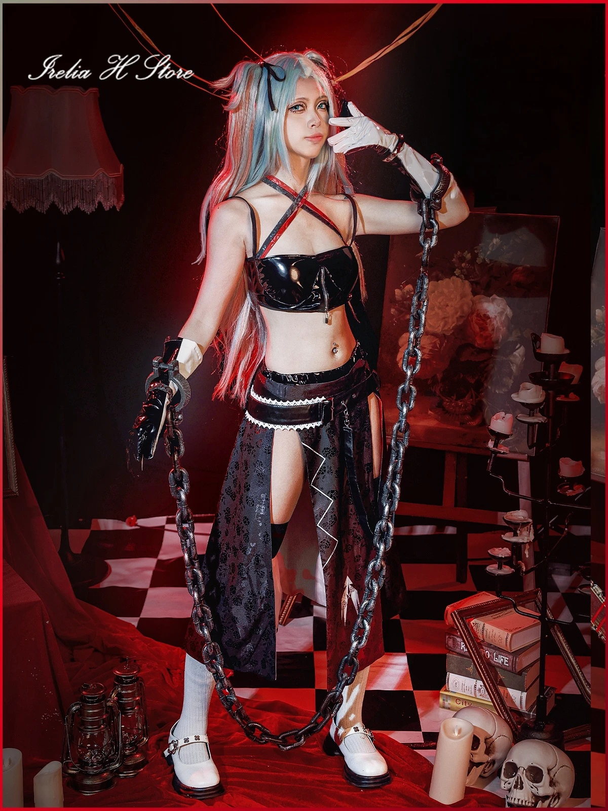 Irelia H Path to Nowwhere 웬디 코스프레 코스튬 게임 애니메이션 웬디 PU 섹시한 유니폼, 세트 할로윈 코스튬 여성