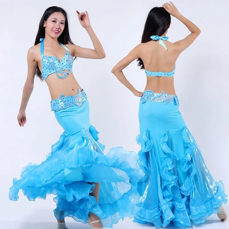 

Новые роскошные высококачественные костюмы для танца живота, бюстгальтер/пояс/юбка, сексуальные восточные платья для танца живота, костюм 2 шт. --- в наличии 3 шт./компл.