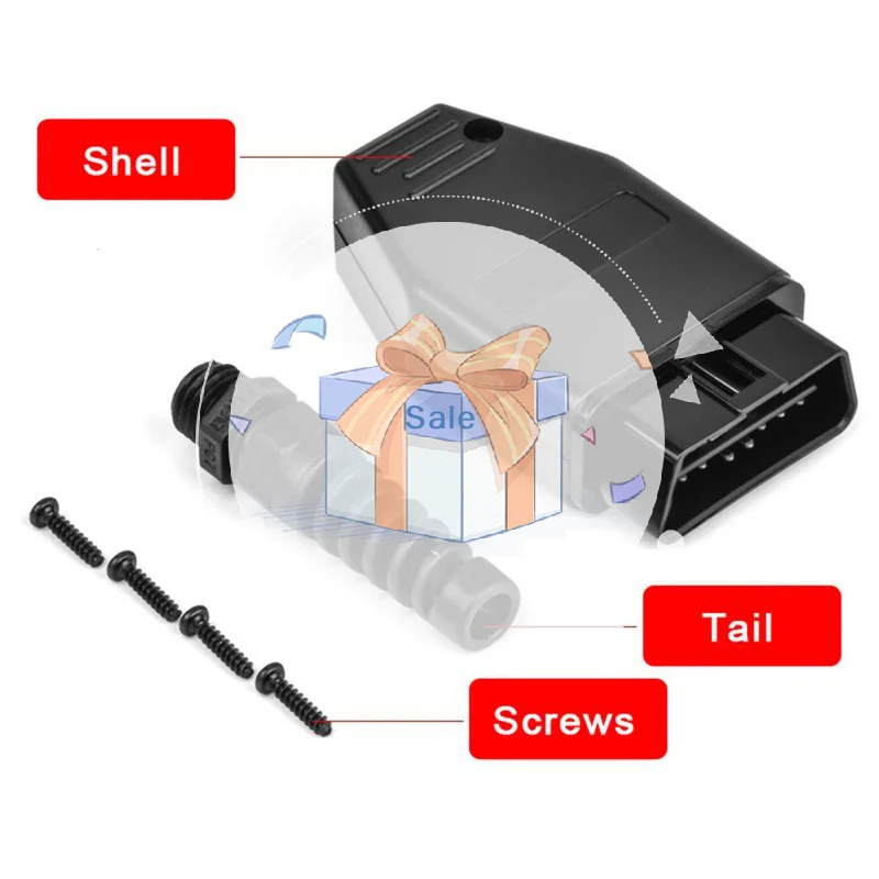 1 Set OBD Male Plug OBD2 16Pin Connector OBD II Adaptor OBDII Connector J1962 OBD2 Connector