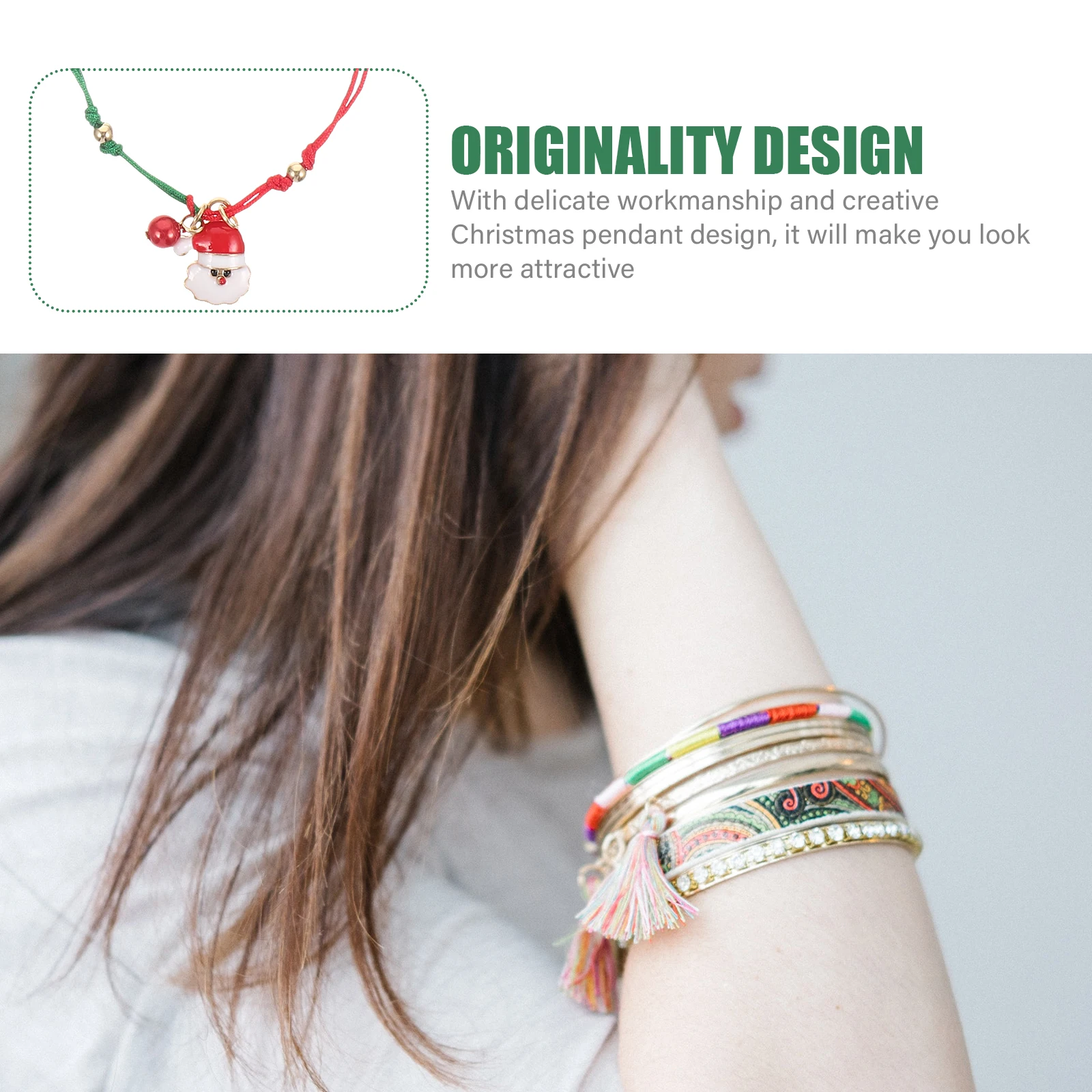 

6Pcs Christmas Pattern Bracelet Xmas Elements Wrist Jewelry Durable Not Easy to Deform Or Break Great Gift Idea