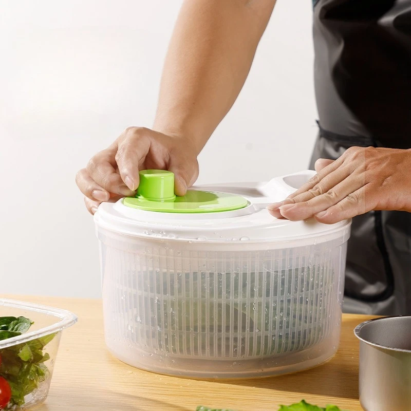 Multifunction Salad Spinner Lettuce Dryer Manual Vegetable Drainer Crisper Strainer For Washing Drying Leafy Kitchen Accesosries