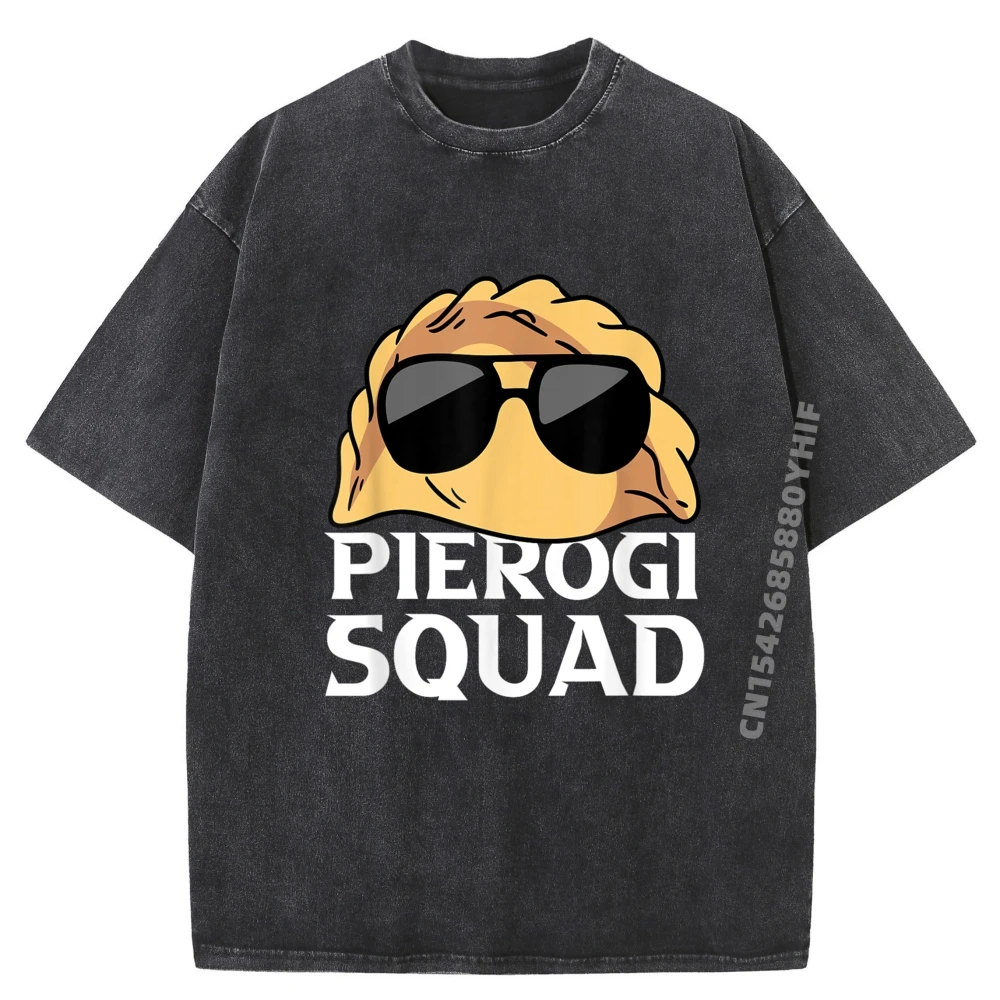 

Pierogi Squad Polish Food Poland Designer T Shirt Vintage T Shirts Mens Oversized Washed Clothes Graphic Tees