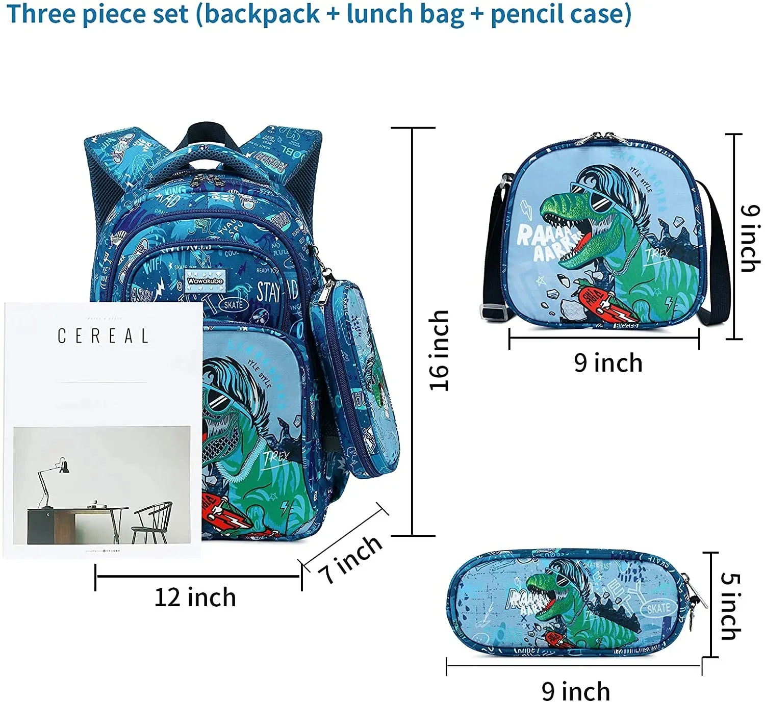 Cartoon Unicorn 3 Piece Set School Bags For Girls Boys Kids Space Backpack Primary School Students Backpack With Lunch Box