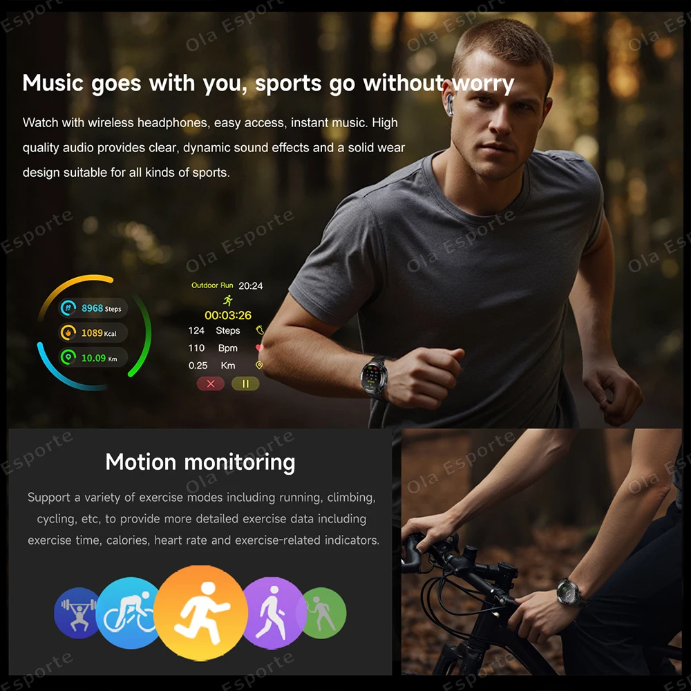 New TWS 2-in-1 With Headset Smart Watch 2025 Bluetooth Call Men watch NFC SmartWatch Heart Rate Monitor Play Music Sport Watches