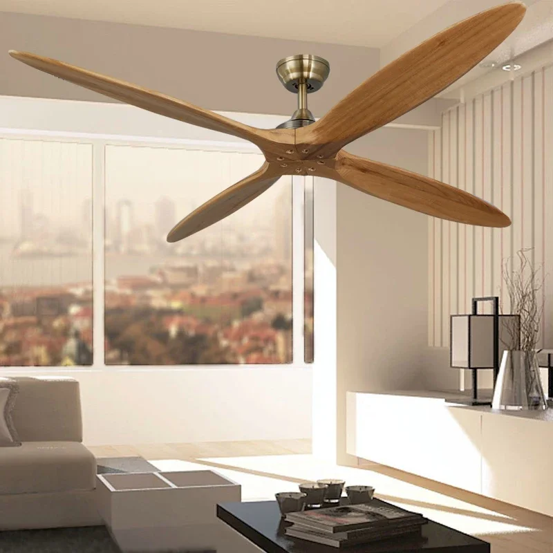 Ventilador  Techo  madera De bronce De 60 pulgadas, Ventilador decorativo  madera con Control remoto,FOR 110v/220V