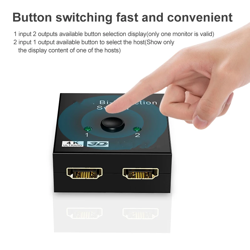 HDMI-compatible Switch Bi-Direction 2.0 Splitter 1x2/2x1 Adapter 2 in 1 out Converter for PS4 Pro/4/3 TV Box 4K Switcher