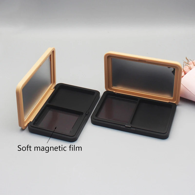 Empty Magnetic 2-Compartment Eyeshadow Makeup Palette Concealer Makeup Case With Mirror For Lipstick Blush Powder