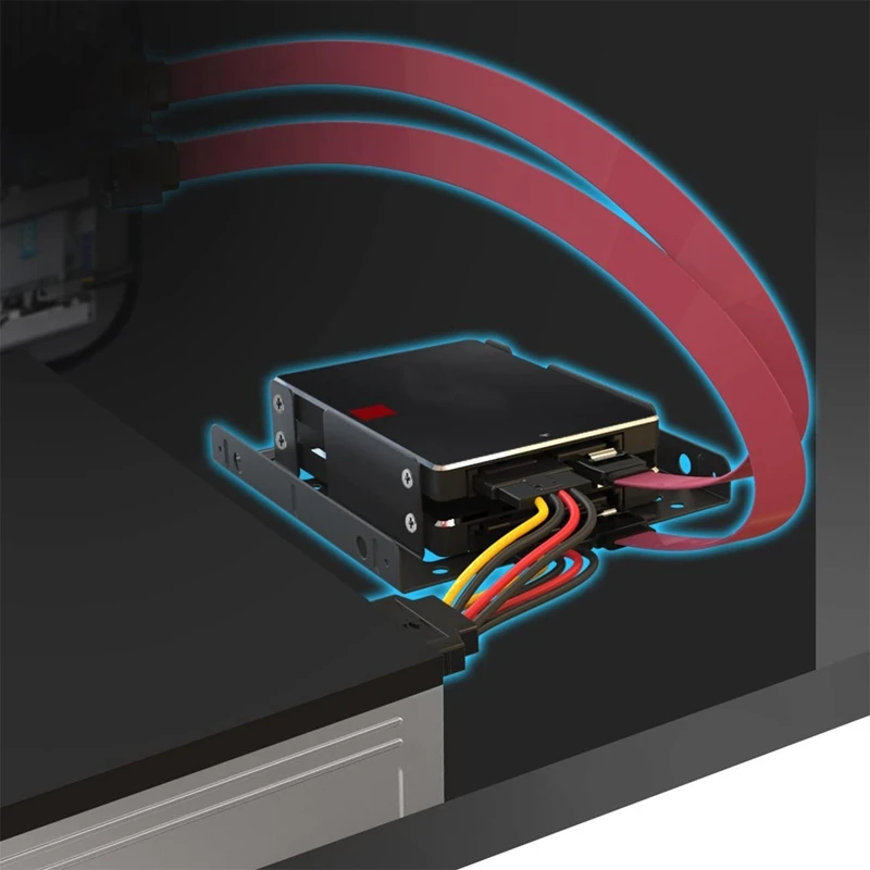 2 Bay 2.5 To 3.5 Inch External HDD SSD Metal Mounting Kit Hard Drive Adapter Bracket With SATA Data Power Cables &Screws