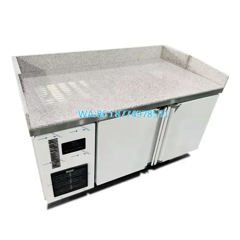 Wmwmnu Commercial 2 Door Counter Refrigerator Worktop Freezer Stainless Steel Under Counter Fridge for Restaurant Kitchen