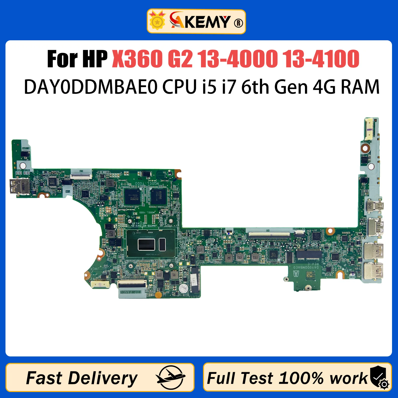 DAY0DDMBAE0 For HP Spectre X360 G2 13-4000 13-4100 Laptop Motherboard 847448-601 847448-501 847448-001 I5-6200U/I7-6500U 4GB RAM