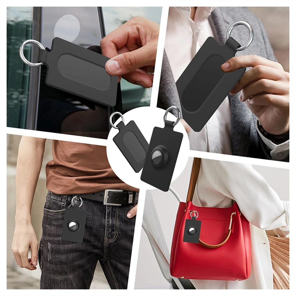 حافظة حامل البطاقات لهاتف Apple Airtag & Tesla Key Card غطاء حماية من السيليكون الناعم مع سلسلة مفاتيح لعلامة الهواء موديل 3 Y S X