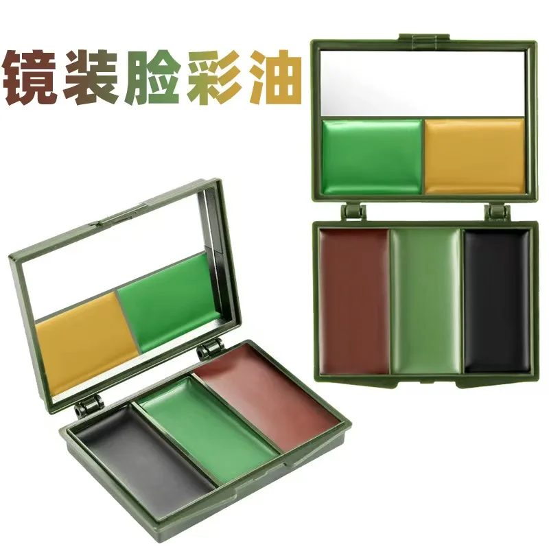 مجموعة طلاء الوجه المموهة بثلاثة ألوان - معدات ميدانية تكتيكية للأماكن الخارجية، زيت مموه حقيقي للتمويه و #4