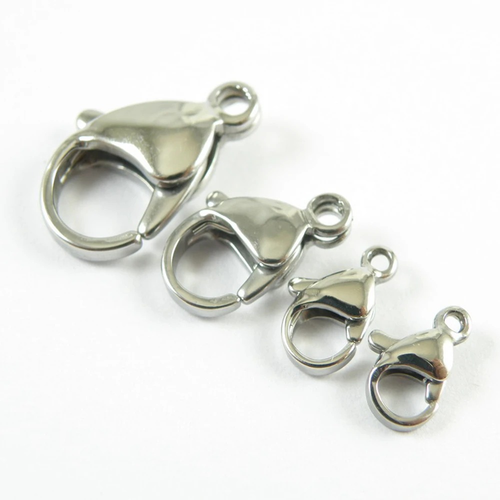 

100 шт., крючок с застежкой-лобстером из нержавеющей стали для ювелирных изделий своими руками, аксессуары, цепочка, детали ожерелья, застежка-когти (9-10-11-12-13-15-19 мм)