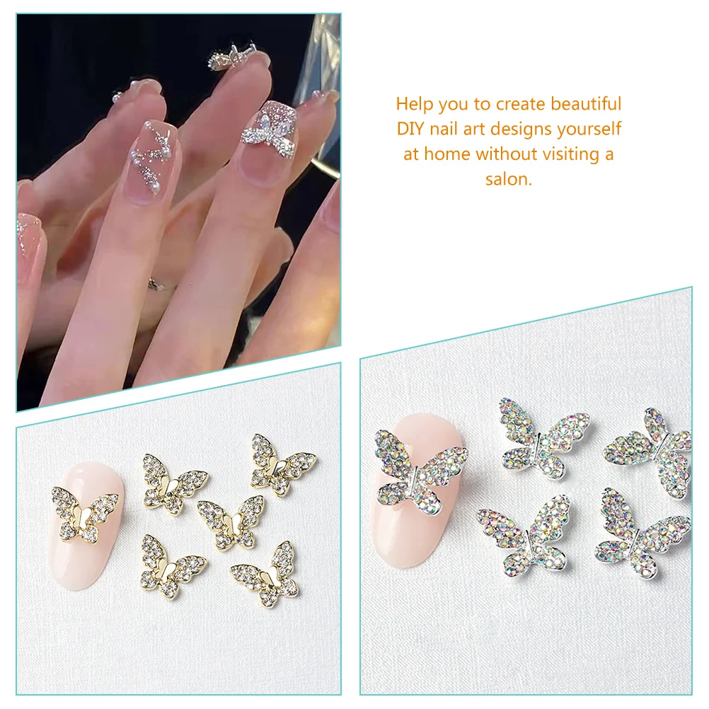 

22pcs Alloy Butterfly Nail Decorations DIY Art Supplies Shiny Manicure Charms Gems Jewelry Accessories Nail Crystals