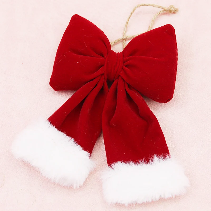 

(1 Piece/bag) 15cm Christmas Bow Plush Fabric Ribbon Bows Gift Box Decoration Festival Decorations DIY Pendant