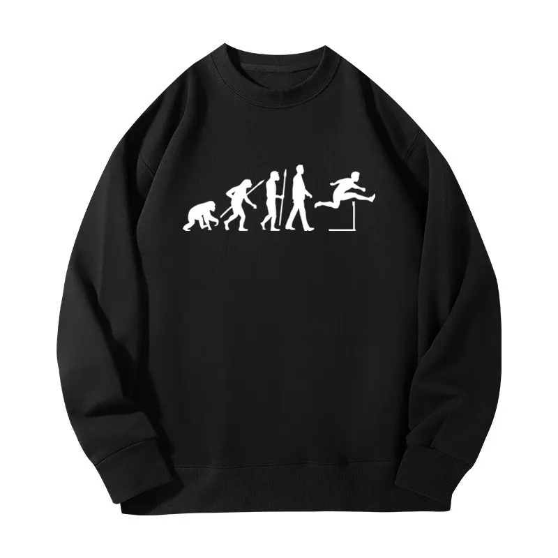 Evolution of hurdles Printed Sweatshirts Round Collar Long-Sleeve Men Women Pullovers Tops