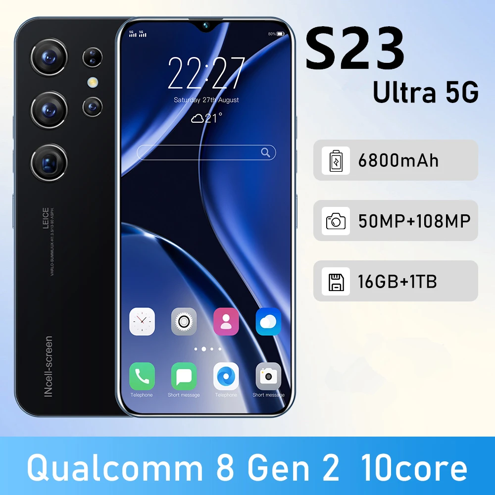 

Global Edition S23 UItra 5G 2025 New 7.3inch HD Original Smart Dual Card 6800mAh Battery Facial Recognition Function