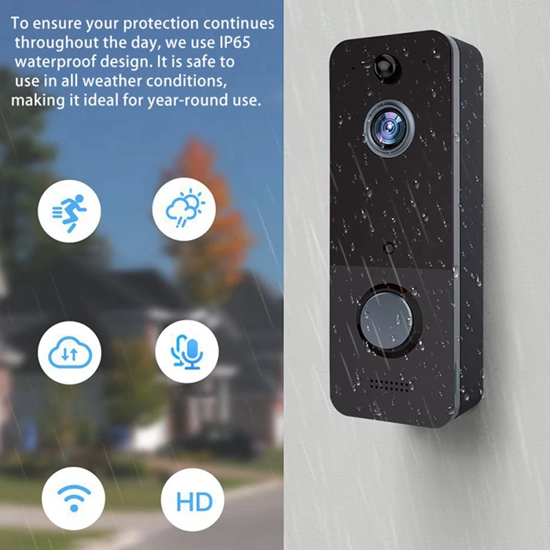 أفضل العروض اللاسلكية كاميرا فيديو بالجرس 1080P زاوية واسعة عدسة واي فاي الجرس ، الأشعة تحت الحمراء للرؤية الليلية ، IP65 مقاوم للماء