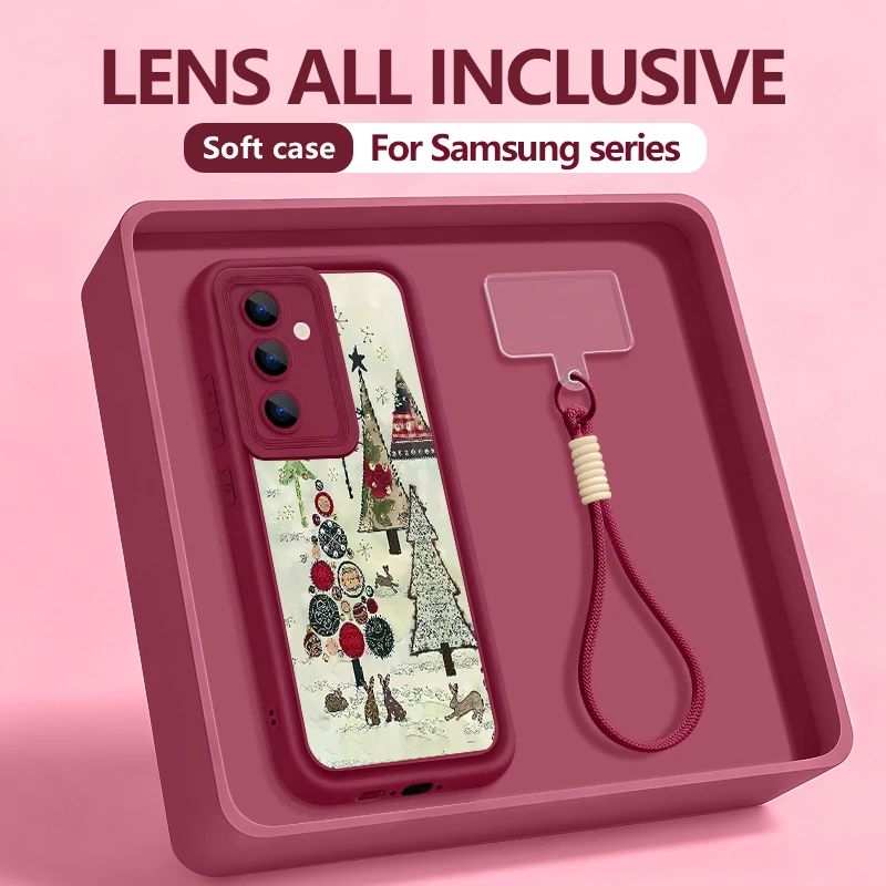 اللوحة شجرة عيد الميلاد الحبل الحال بالنسبة لسامسونج S25 حافة S24 الترا S23 S22 S21 FE A17 A54 A15 A35 A55 A16 A26 A36 A56 5G كابا