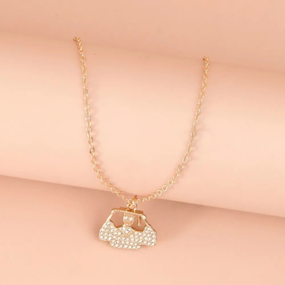 Alloy Pendant Necklace 2024 Band drill Graduation Cap Clavicle Chain Graduation Card Jewelry Accessories Students