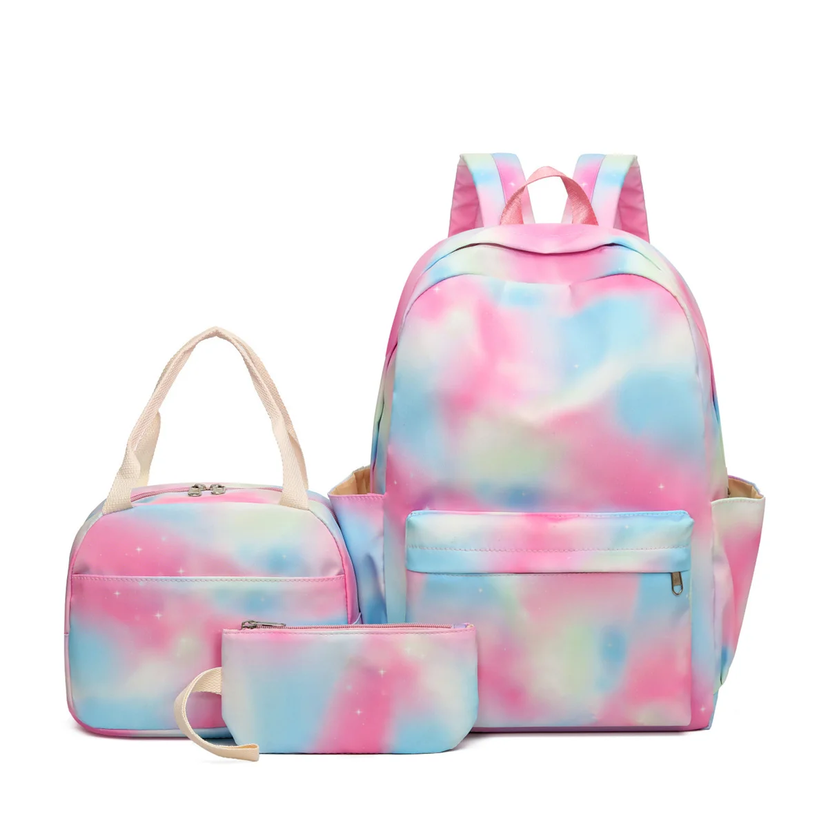 New Fashion Colorful Multi Pocket Backpack with Lunch Bag Rucksack Casual Student Backpacks for Men Women Teenagers Sets 3pcs