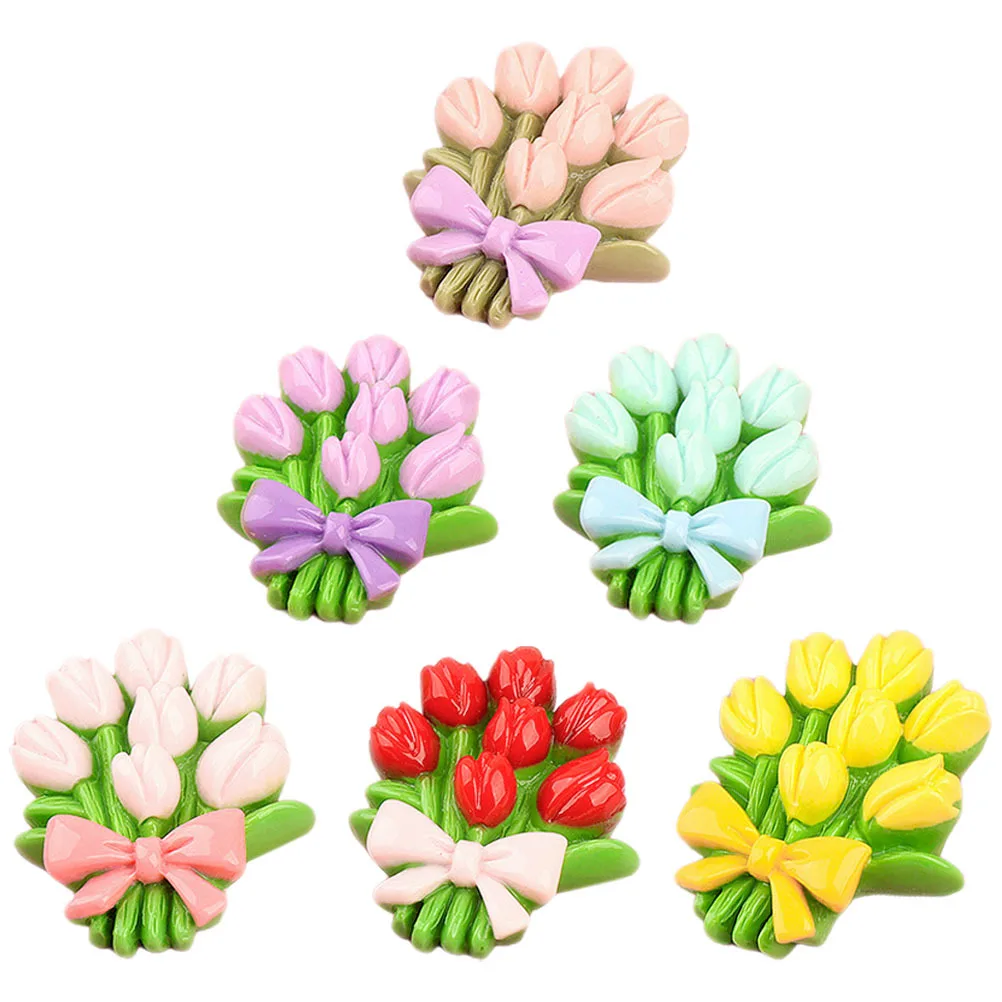 

6Pcs Resin Flower Bouquet Charms DIY Phone Case Decor Creative Handmade Accessories Mixed Color Tiny Flowers Resin Flower Charms