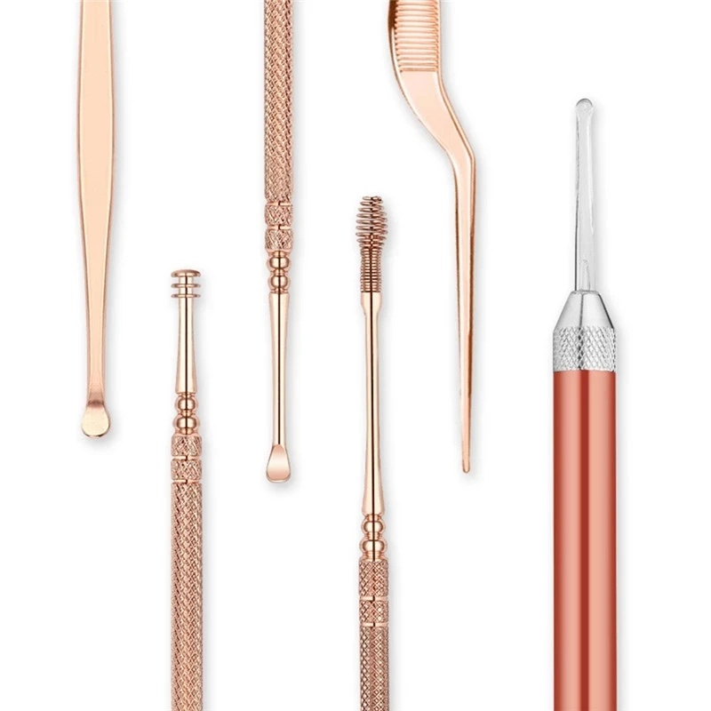 Earwax Removal Light LED Flashlight Ear Wax Remover Picker Earpick Nose Tweezers Forceps Spoon Picks Wax Cleaning Tool C1