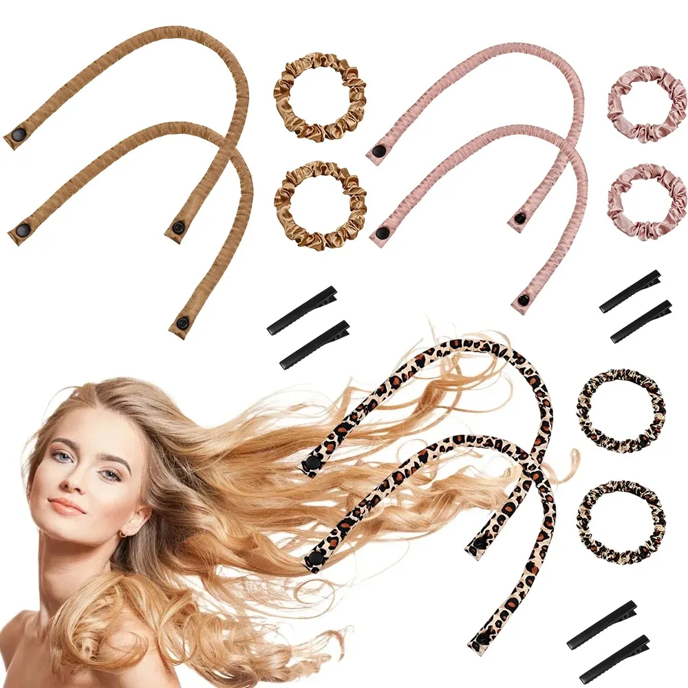 

6Pcs Soft Hair Curlers No Heat Rollers Lazy Silk Curls Sleeping Headband Ties Heatless Curling Rod Headband Women Styling Tools