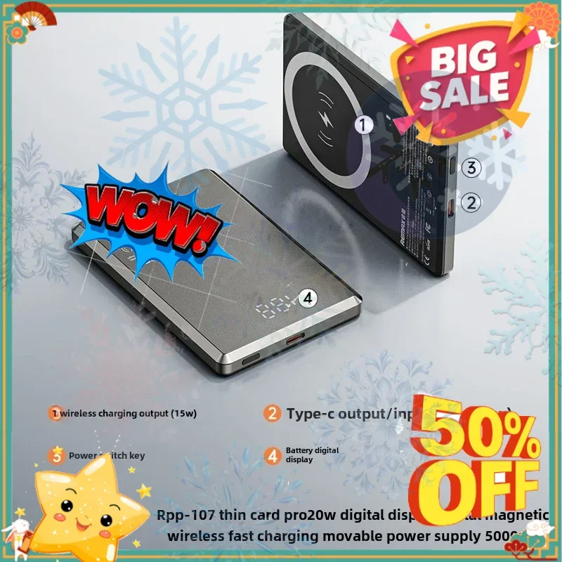 SWZY Thin Mini Slim Magnetic Magsafe Portable PowerBank Wireless 20w Fast Charge 10000mAh for Iphone Samsung Huawei Battery Phon