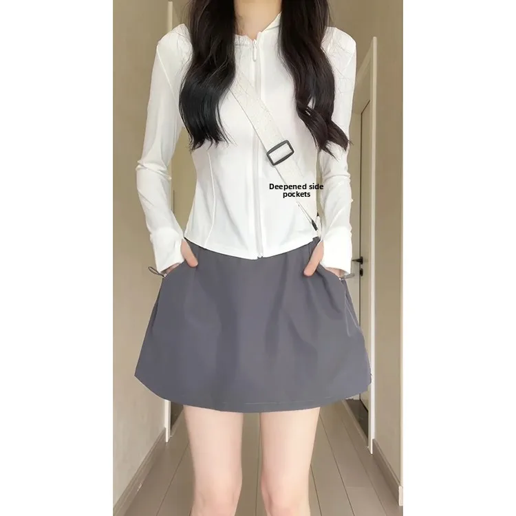 ay Faionable Casual Workwear Rock Hosen Damen Sommer 2025, neuer A-Linie, hohe Taille, schlankmachender Sport-F-Rock