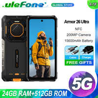 Ulefone Armor 26 Ultra,24 Гб + 512 Гб,5G Rugged,15600 мАч,6.78'' Display,200MP Camera,120W,NFC,Dimensity 8020,глобальная версия