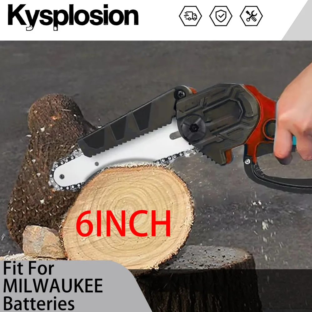 

6-дюймовая мини-бесщеточная электрическая пила, перезаряжаемая цепная пила, резак по дереву, садовые электроинструменты, аккумулятор formilwaukee