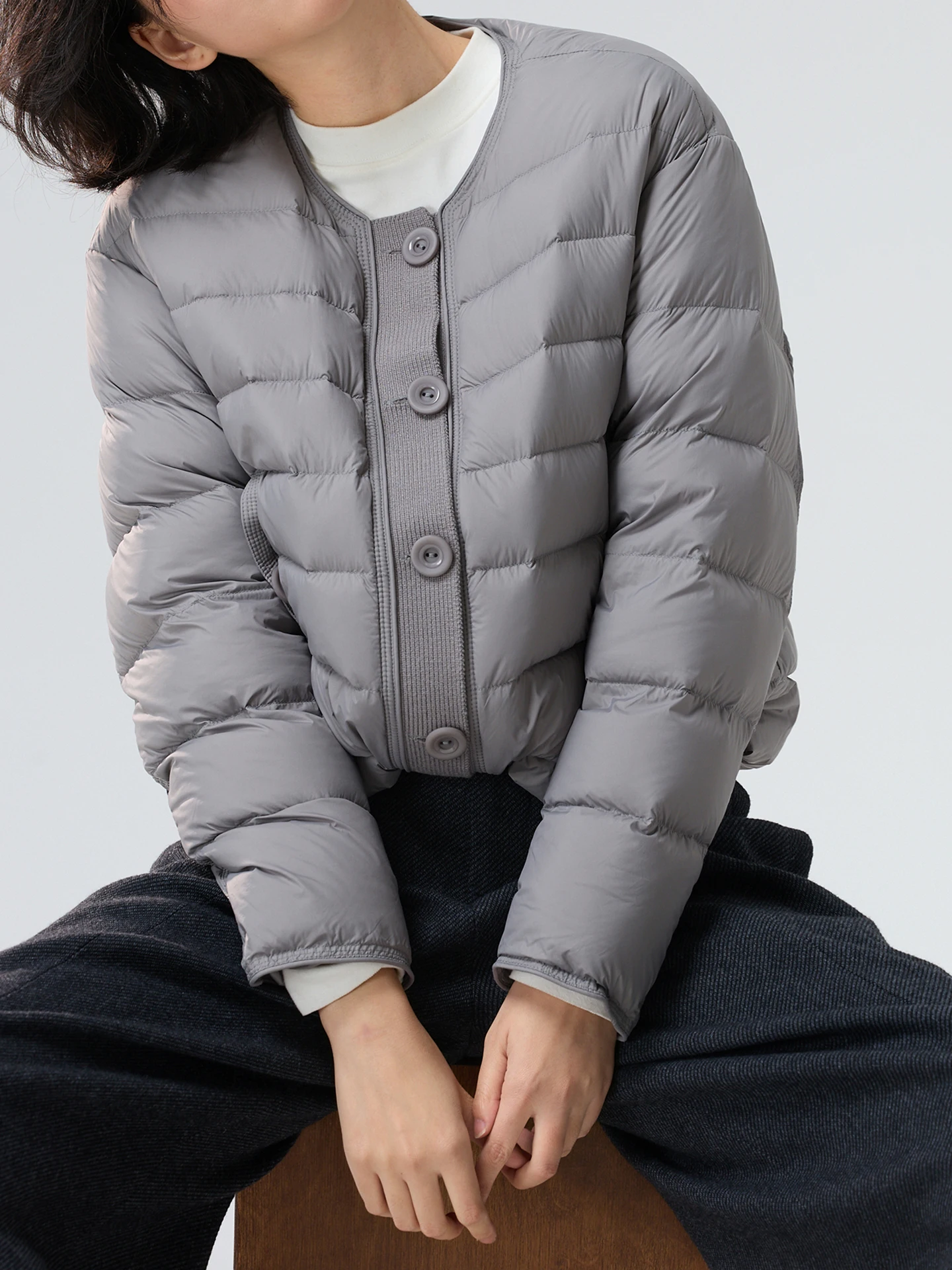 

Женская легкая тонкая куртка-пуховик WeTHEE с 90% белым утиным пухом, вязаная в рубчик, с дизайнерскими вставками, повседневная