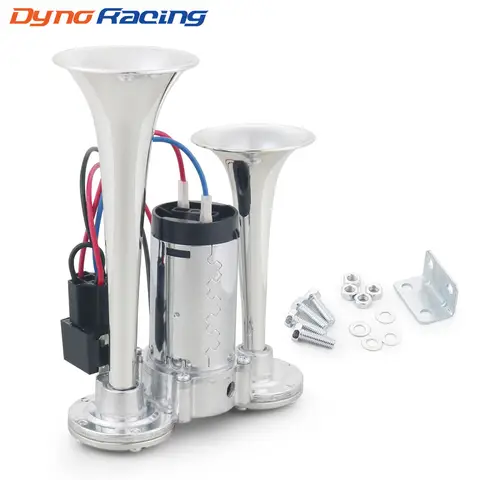 12V 600dB 초강력 듀얼 경적 스피커, 차량, 자동차, 트럭 및 배트용 컴프레서 포함 듀얼 전기 에어혼 키트
