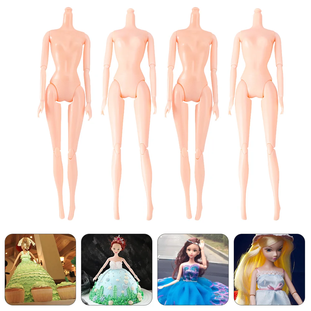 4 Pcs Model Toys Girls Dolls Childrens Plastic DIY Cake Mold Baking Molds Naked Joint